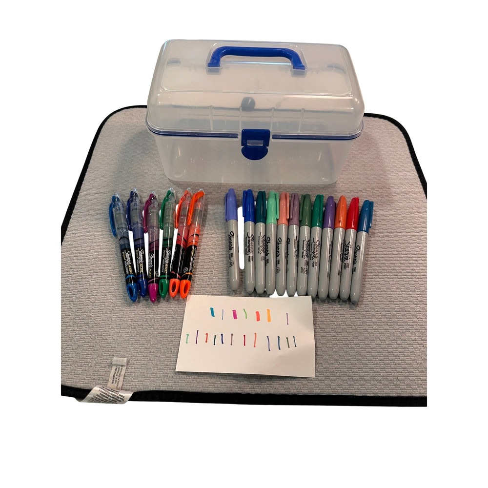 Sharpie Permanent Markers and Liquid Highlighters Set of 18 with Storage Case